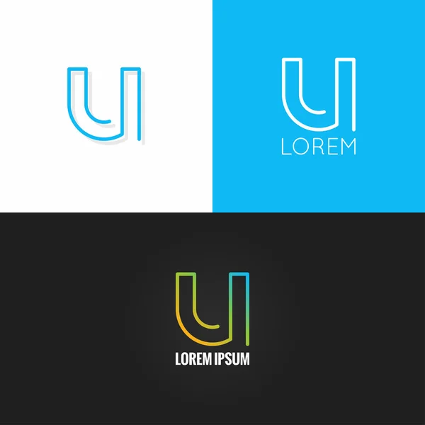 Lettera U logo alfabeto design icona impostare sfondo — Vettoriale Stock