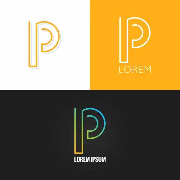 Letter P logo alphabet design icon set background — Stock Vector