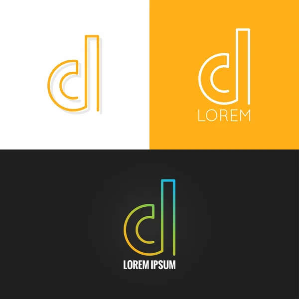 Lettera D logo alfabeto design icona impostare sfondo — Vettoriale Stock