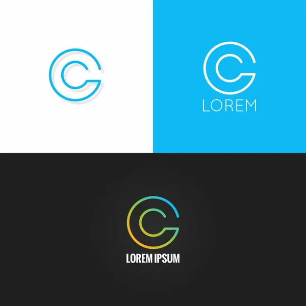 Lettera C logo alfabeto design icona impostare sfondo — Vettoriale Stock