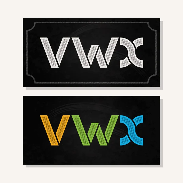 V W X logo alfabet krijt letterpictogram instellen achtergrond — Stockvector