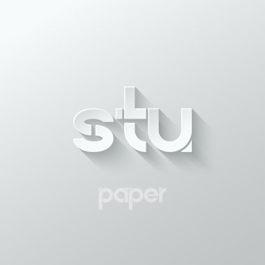 mektup S T U logo alfabe simgesi kağıt arka plan belirleme