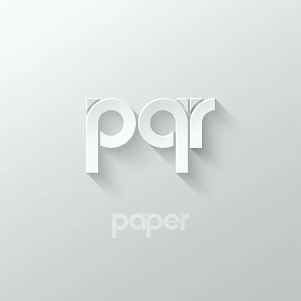 Mektup P Q R logo alfabe simgesi kağıt arka plan belirleme — Stok Vektör