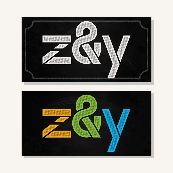 Lettera Z e Y logo alfabeto gesso icona impostare lo sfondo — Vettoriale Stock