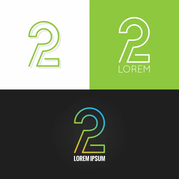 Nomor dua ikon desain logo ditata latar belakang - Stok Vektor