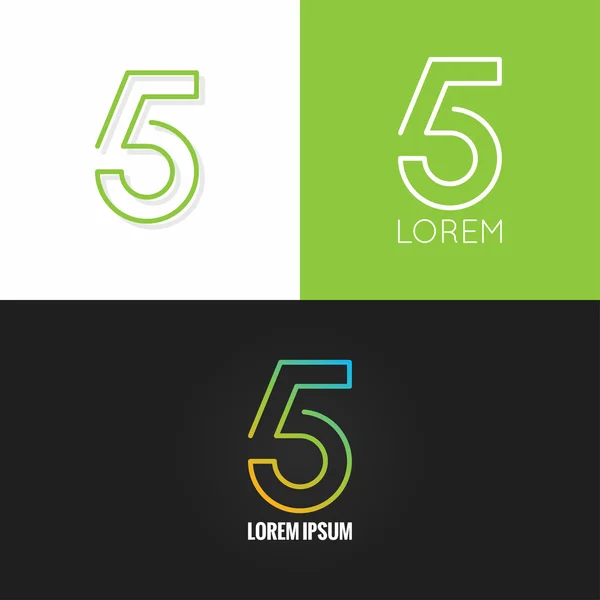 Number five 5 logo design icon set background — Stock Vector
