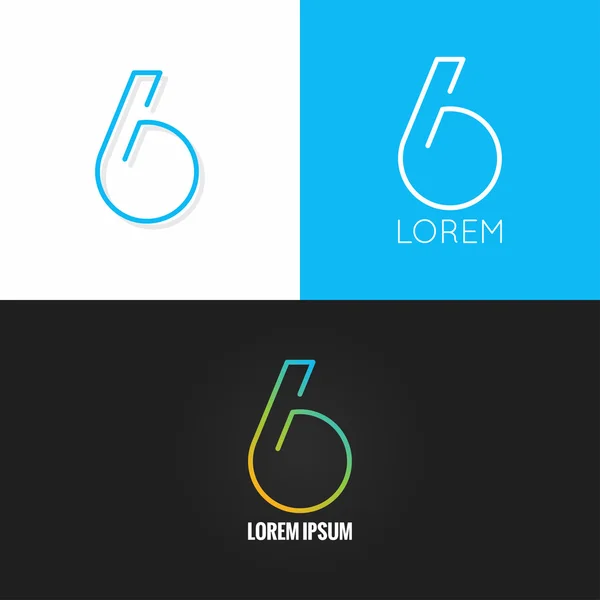 Number six 6 logo design icon set background — Stock Vector