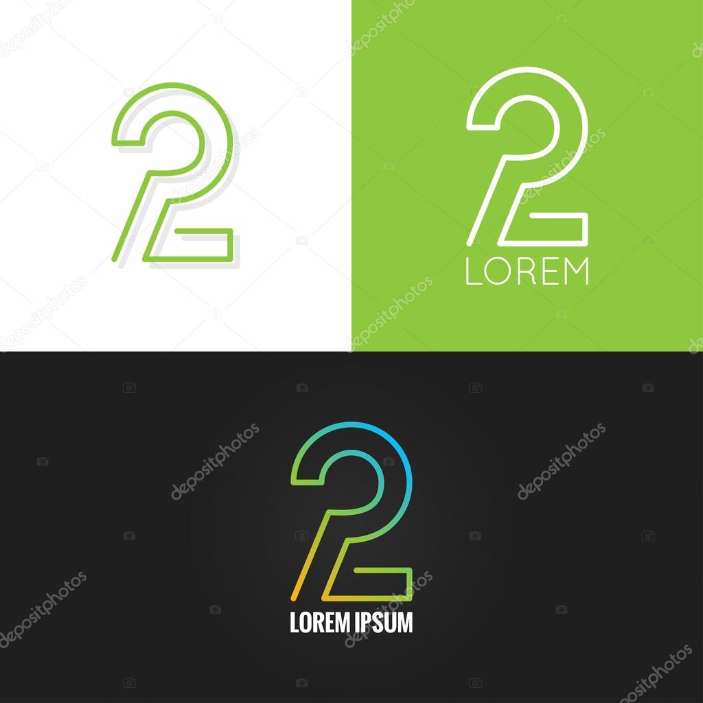 Number two 2 logo design icon set background 10 eps