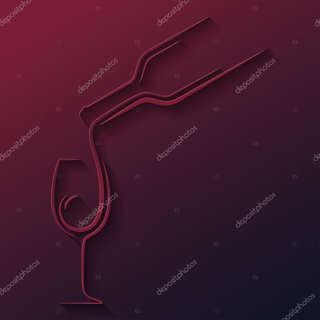 Wine glass bottle paper cut vector background 10 eps