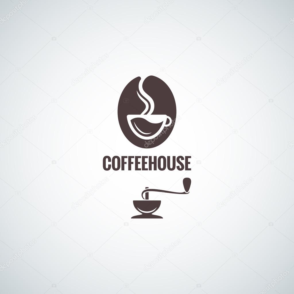 coffee bean with cup logo design background