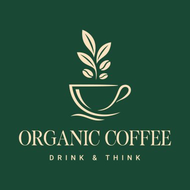 Zarif bir çizgi çizgisi olan organik kahve logosu tasarımı.