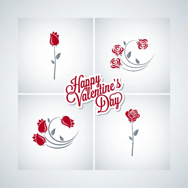 Valentines jour rose set design vectoriel fond — Image vectorielle