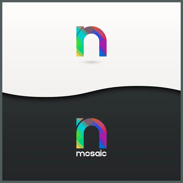 Lettre N logo alphabet mosaïque icône ensemble fond — Image vectorielle
