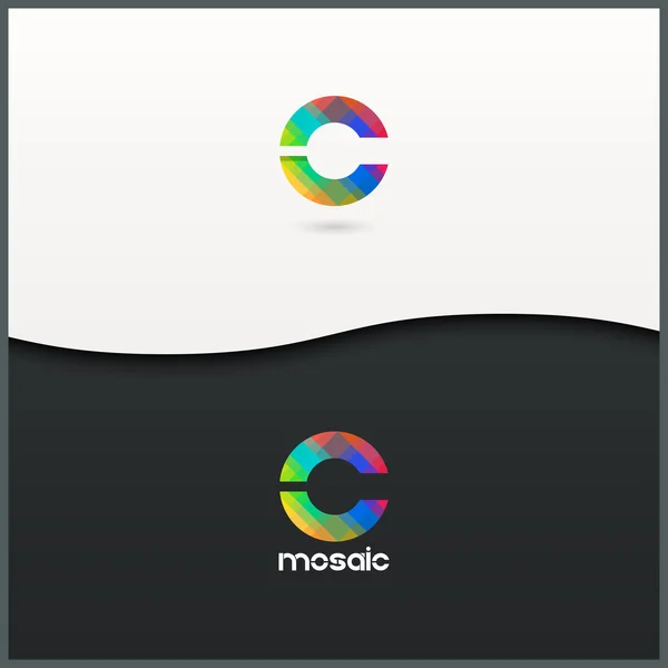 편지 C 로고 알파벳 모자이크 아이콘 설정 배경 — 스톡 벡터