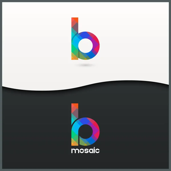 Lettre B logo alphabet mosaïque icône ensemble fond — Image vectorielle