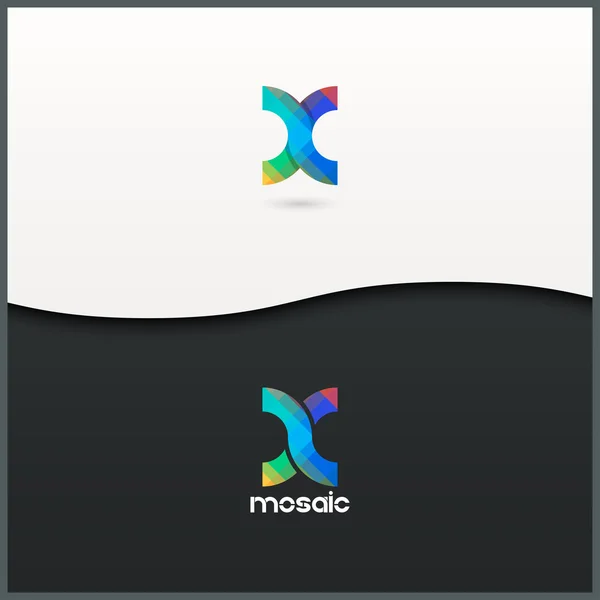 字母 X 标志字母表马赛克图标设置背景 — 图库矢量图片