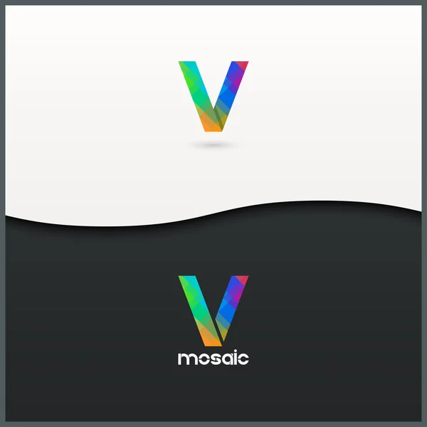 Litera V logo alfabet mozaika ikonę ustawić tło — Wektor stockowy