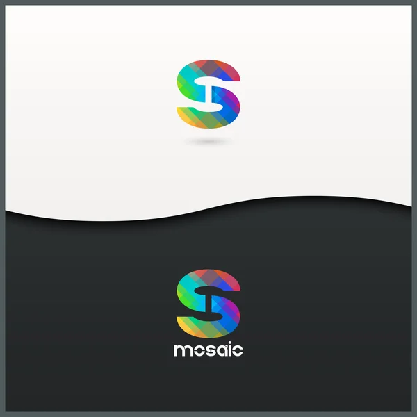 편지 S 로고 알파벳 모자이크 아이콘 설정 배경 — 스톡 벡터