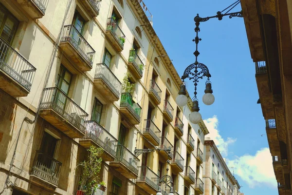 Stara Fasada Centrum Barcelony Dzielnicy Gotyckiej Katalonia Hiszpania — Zdjęcie stockowe
