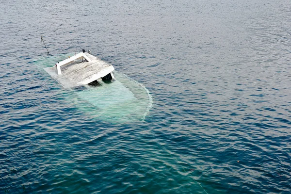 Bateau Moteur Coulé Dans Côte Maritime Hondarribia Pays Basque Espagne — Photo