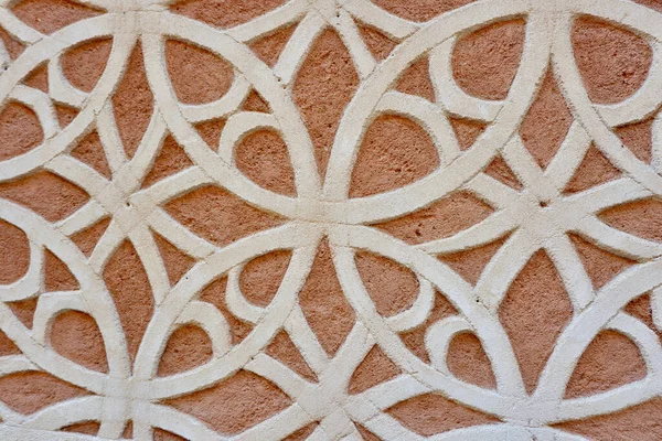 Beige Afwerking Rode Ruwe Muur Buiten Segovia Spanje Arabisch Motief — Stockfoto