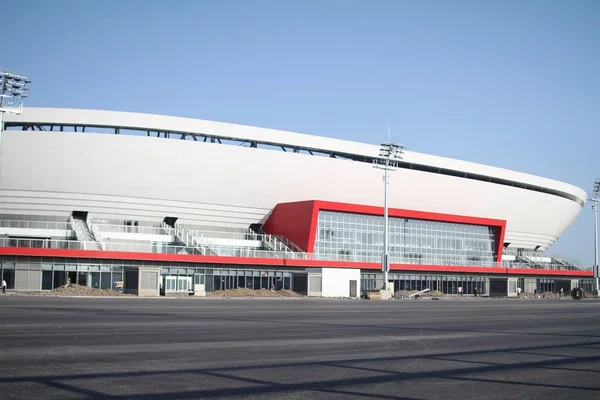 Vista Exterior Del Recién Construido Estadio Fútbol Pudong Que Hogar — Foto de Stock