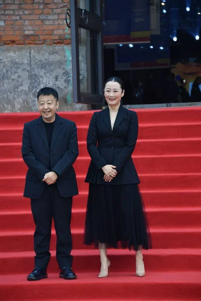 Der Chinesische Filmregisseur Und Drehbuchautor Jian Zhangke Und Seine Frau — Stockfoto