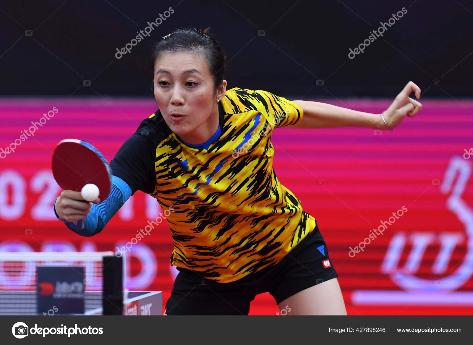 German Table Tennis Player Han Ying Plays Japanese Table Tennis Stock