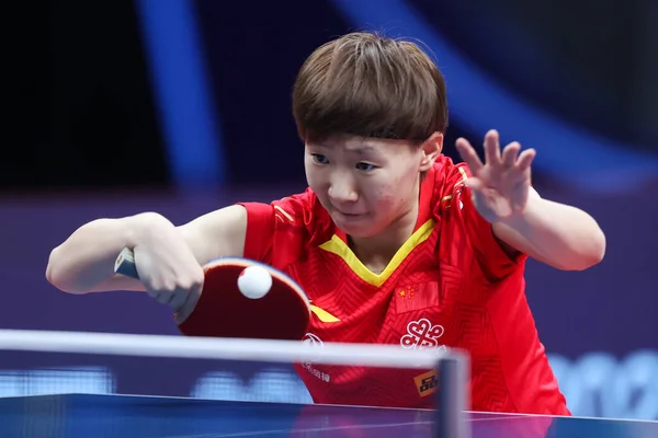 Wang Manyu 중국의 Henan Province Zhengzhou 2020 테니스 결승전에서 Chen — 스톡 사진