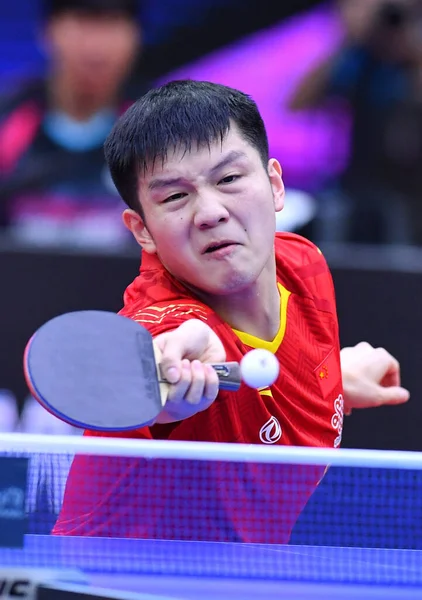 Китайский Игрок Настольный Теннис Фань Чжэньдун Играет Против Южнокорейского Настольного — стоковое фото