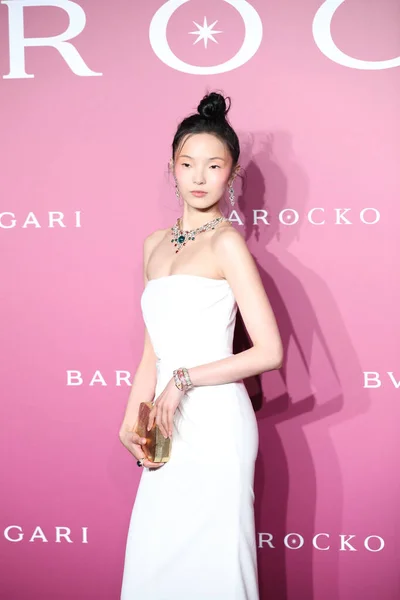 Modella Cinese Xiaowen Partecipa All Evento Bulgari Red Carpet Shanghai — Foto Stock