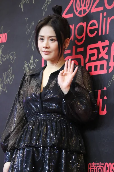 Actrice Chinoise Sandra Sichun Assiste Événement Mode Cosmo Shanghai Chine — Photo