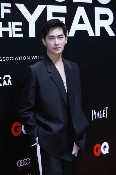 Chinese Actor Yang Yang Shows Black Suit Red Carpet Men — Stock Photo, Image