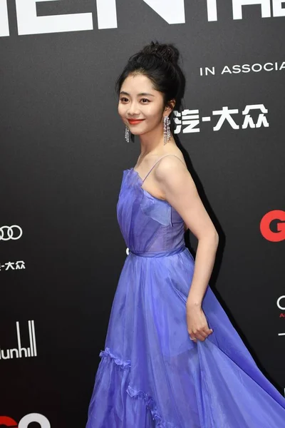 Actriz China Tan Songyun Aparece Vestido Azul Mostrando Belleza Belleza — Foto de Stock