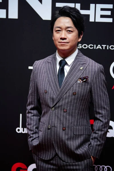 Chinese Actor Pan Yueming Shows Grey Suit Red Carpet Men — Stock Photo, Image
