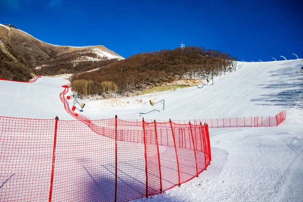 Photos Show National Alpine Skiing Center Site Beijing Winter Olympics — 图库照片