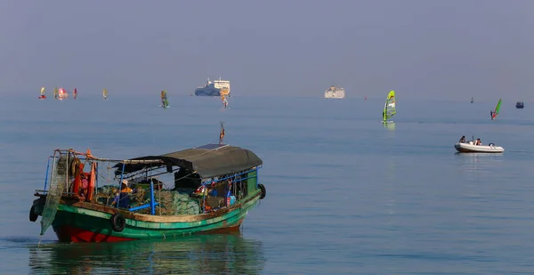 Alors Que Son Gel Dans Nord Les Équipes Voile Occupés — Photo