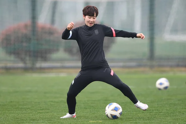 Entraînement Football Féminin Corée Sud Éliminatoires Tournoi Olympique Football Féminin — Photo