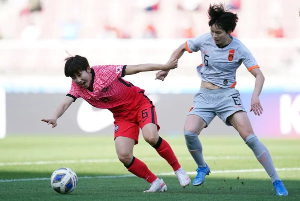 South Korea China 2020 Tokyo Olympic Women Football Tournament Playoff — Stock Photo, Image