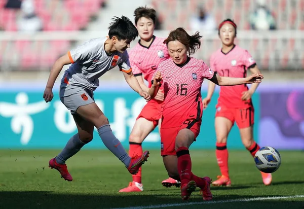 Sydkorea Mot Kina 2020 Tokyo Olympic Women Football Tournament Playoff — Stockfoto