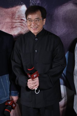 Hong Kong actor, director and martial artist Chan Kong-sang, real name Fang Shilong, known professionally as Jackie Chan, attends the premiere of his new movie 