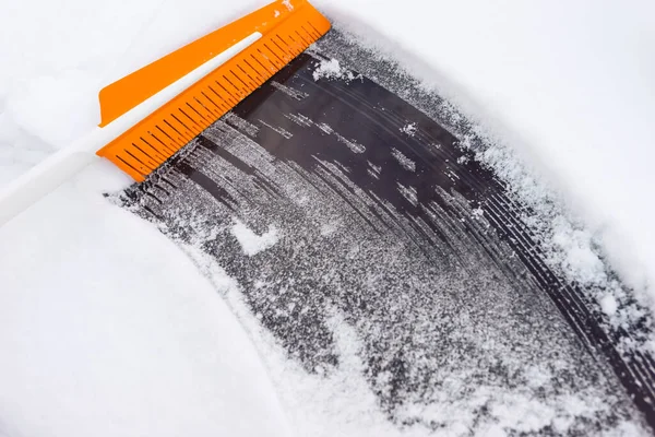 Szczotka Czyszczenia Samochodu Śniegu — Zdjęcie stockowe