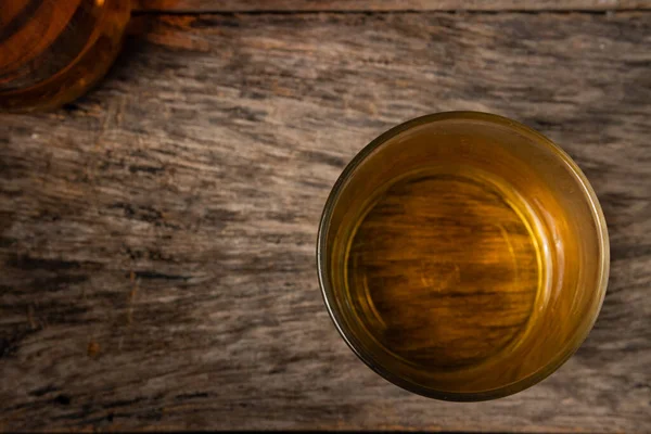 Whisky Cocktail Álcool Fundo Madeira Com Copyspace Vista Superior — Fotografia de Stock