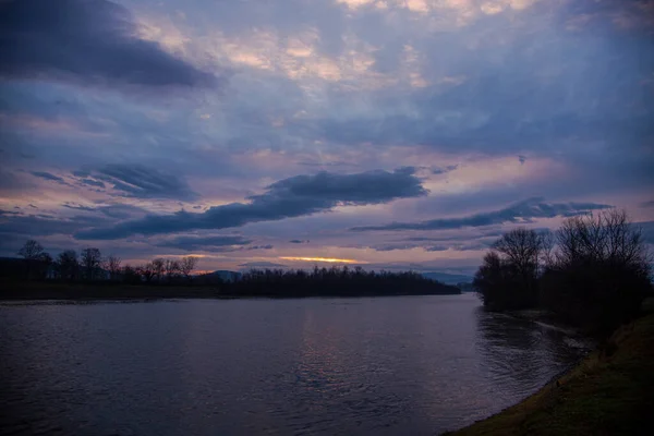 Pôr Sol Sobre Lago — Fotografia de Stock