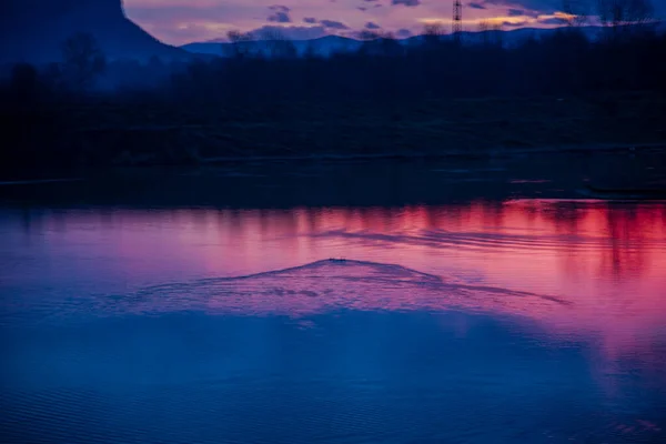 Solnedgång Sjön — Stockfoto