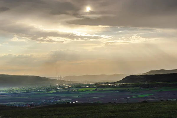 Vista Das Montanhas Nevoeiro — Fotografia de Stock