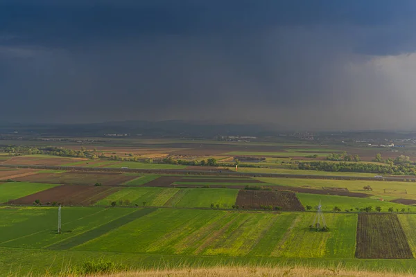Luftaufnahme Ländlicher Landschaft Mit Feldern Und Wiesen — Stockfoto