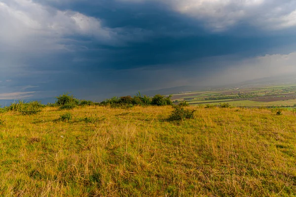 Zomer Landschap Met Gras Wolken — Stockfoto
