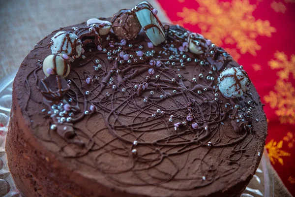 Chocoladetaart Met Veel Koekjes — Stockfoto