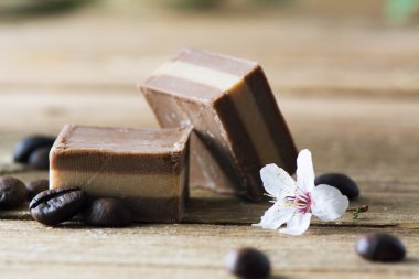 rustik ahşap üzerinde çikolatalı bonbon